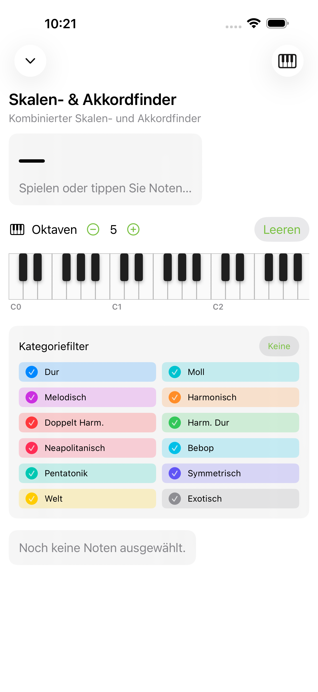 Tonleiter- und Akkorderkennung auf iPhone
